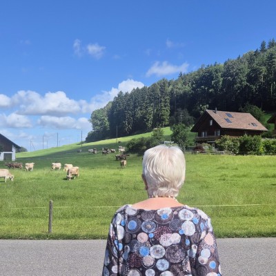 Met oma in Zwitserland