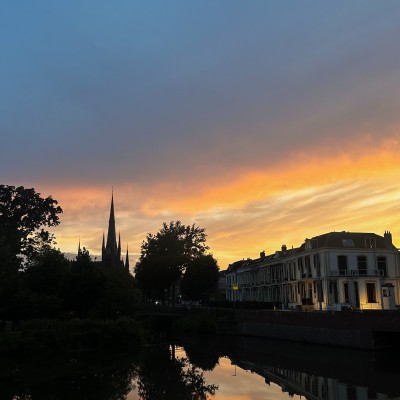 Woerden Oostdam bij zonsondergang