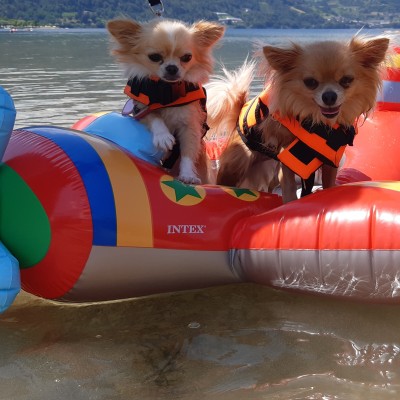 Daisy met vakantie vriendje op het water in Italië