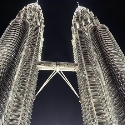 De Twin towers by night