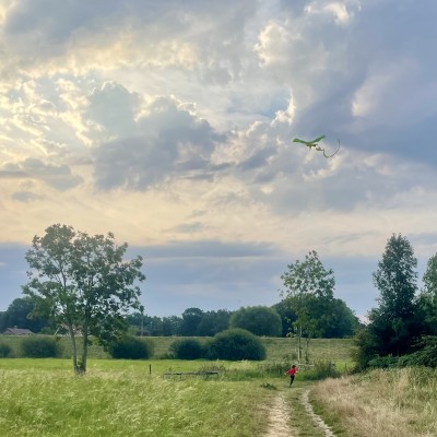 De uiterwaarde als achtertuin: Vliegeren in de zomervakantie